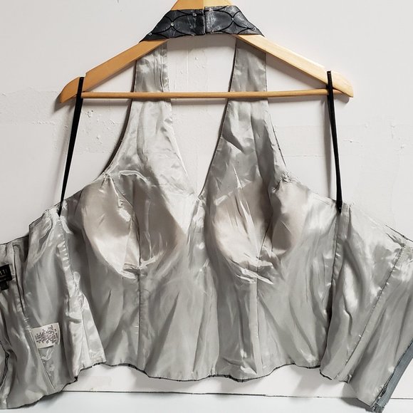 Ignite Evenings Women's Missy Flocknet Halter 16 Black/Silver NWT - Picture 4 of 13